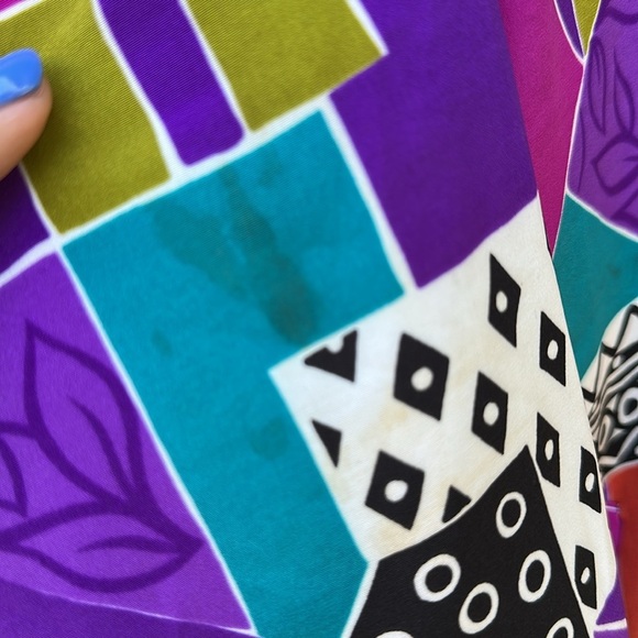 Vintage notations windbreaker jacket, 80s bright colors, purple pink fun 1X - Picture 5 of 9